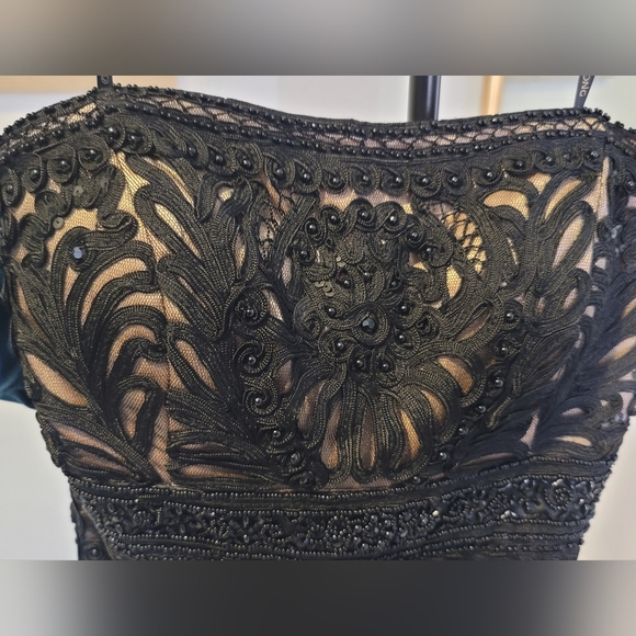 Elegant Black Beaded / Embroidered Dress - Picture 5 of 7